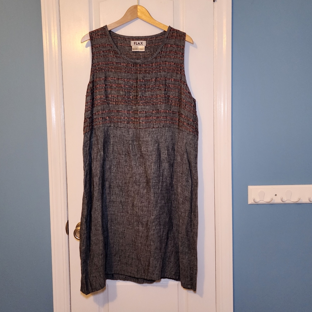 Flax Linen Sleeveless Dress Size M